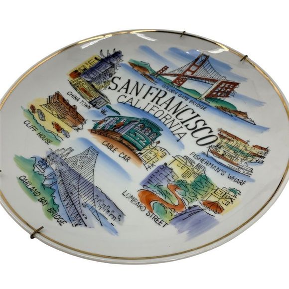 San Francisco CA Collector Vintage Souvenir Plate Japan Large 10" 0184 - Picture 2 of 6